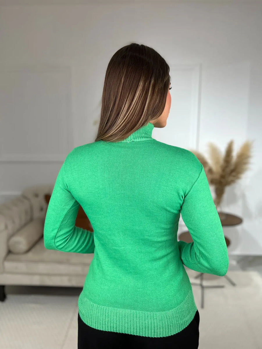 Blusa Cacharrel Feminina Lã Trico Tricot Gola Alta Atacado