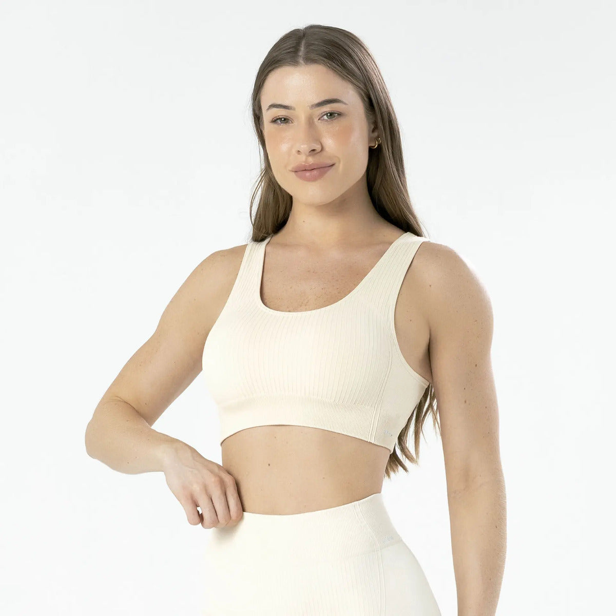 Top Nadador Canelado Sem Costura Fitness Academia Selene