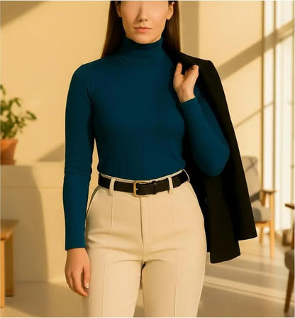 Blusa Cacharrel Feminina Inverno Gola Alta Viscolaycra Cores