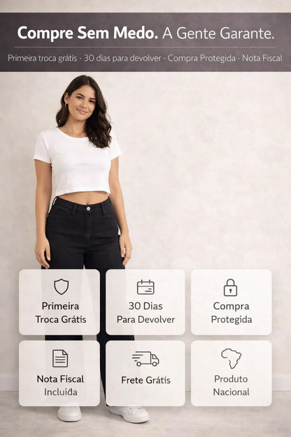 Calça Jeans Wide Leg Feminina Cintura Alta Sem Lycra Stillge