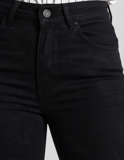 Calça Skinny Jeans Feminina Cintura Alta Marmorizada Lycra