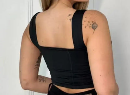 Cropped Feminino Regata Alça Larga Decote Quadrado