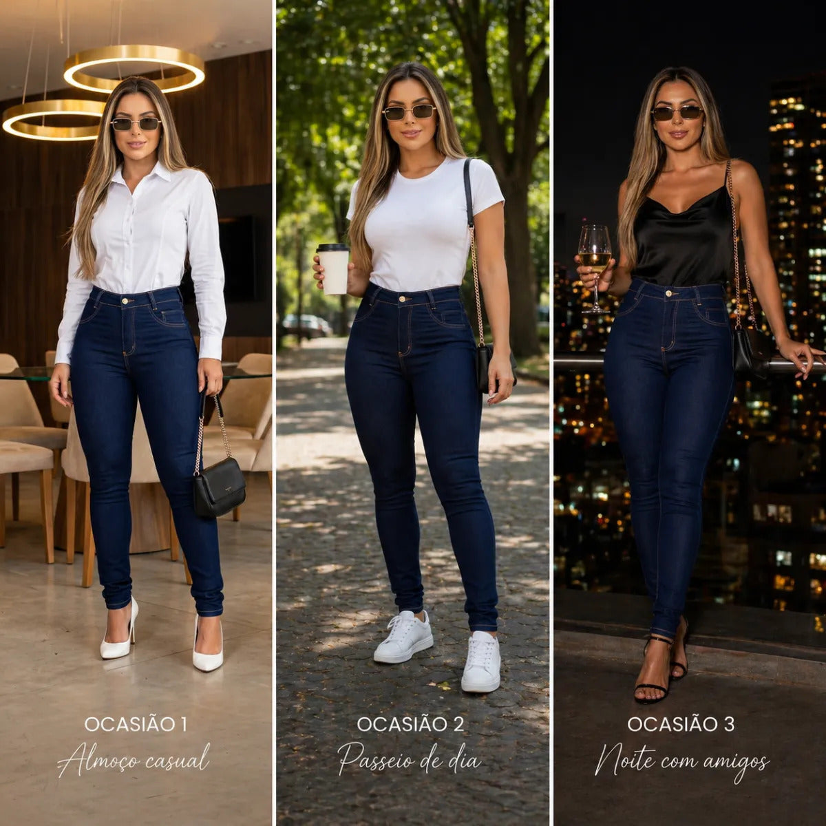 Calça Jeans Feminina Preta Cintura Alta Com Lycra Modeladora