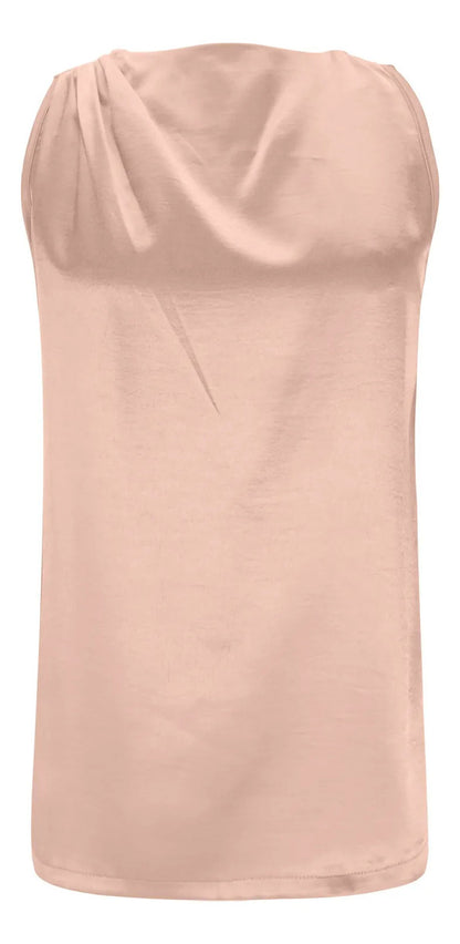 Camisa Feminina, Cor Sólida, Seda E Cetim, Blusa Longa