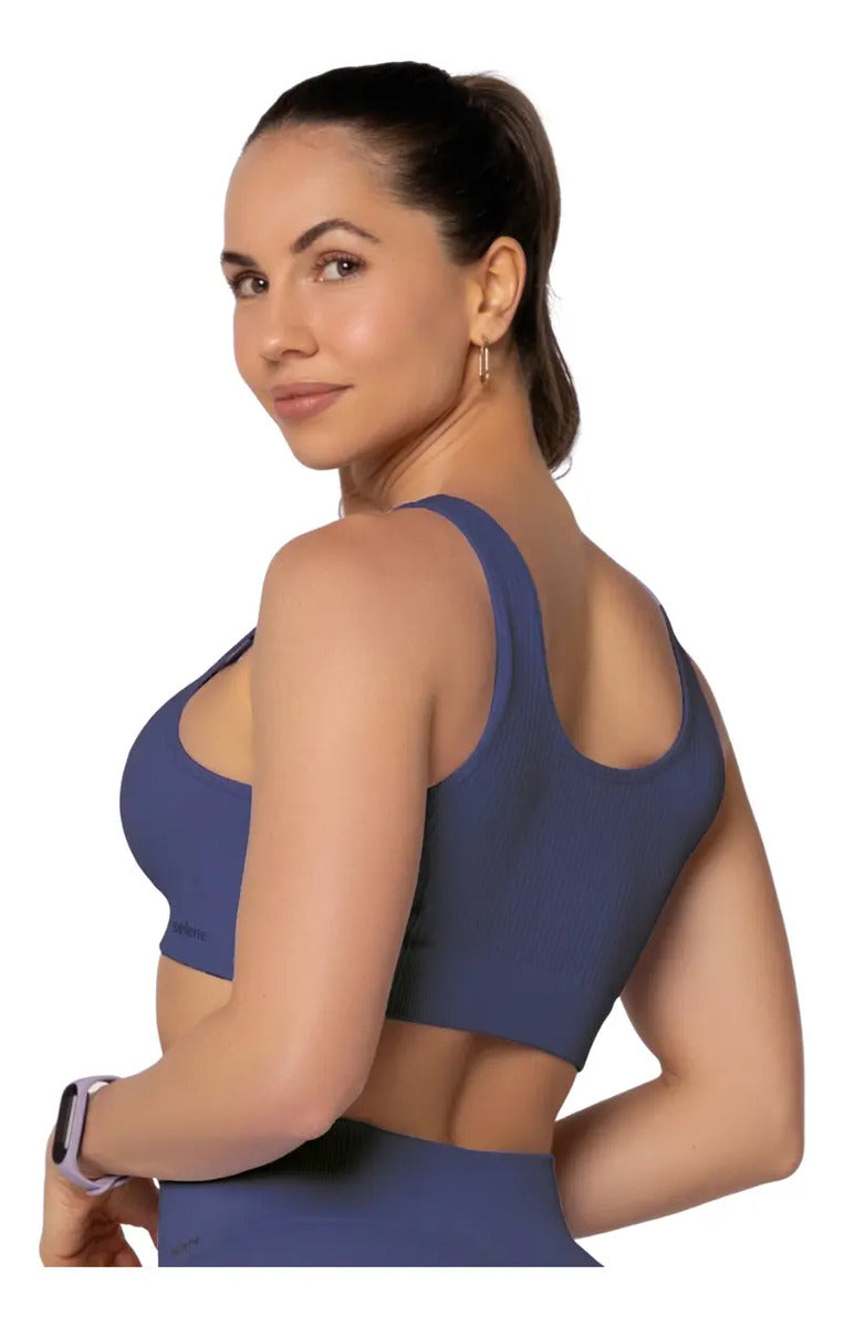 Top Nadador Canelado Sem Costura Fitness Academia Selene