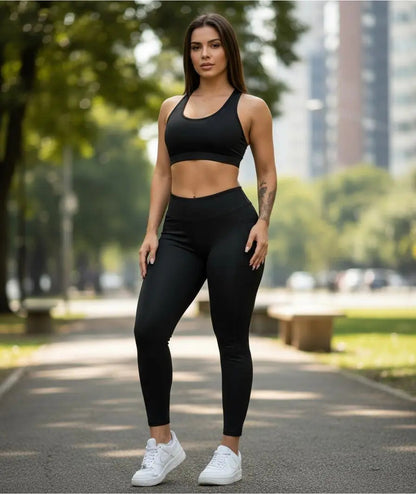 Calça Legging Bolso Gkd Cintura Alta Leg Zero Transparência