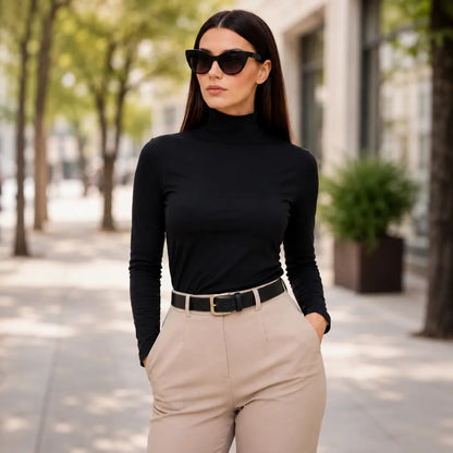 Blusa Térmica Feminina Gola Alta Zanca Peluciada Manga Longa