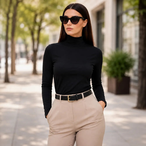 Blusa Térmica Feminina Gola Alta Zanca Peluciada Manga Longa