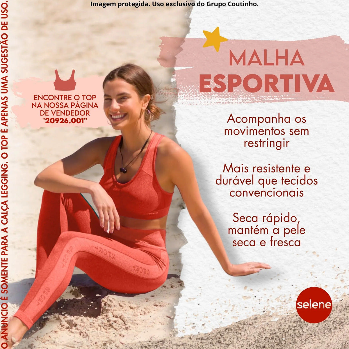 Calça Legging Fitness Academia Selene Levanta Bumbum