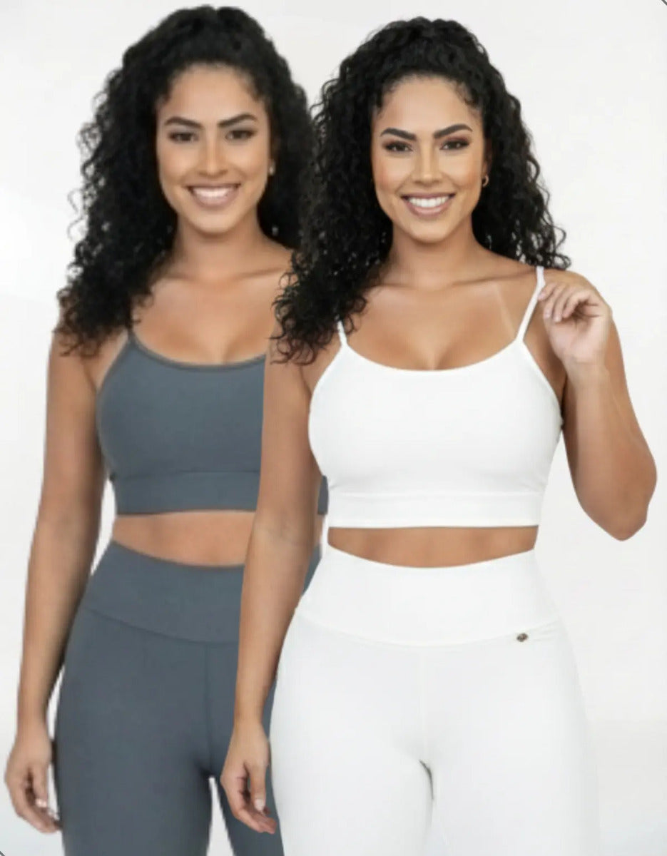 Kit-2 Top Alcinha Fina Academia Fitness C/ Bojo Suplex Power