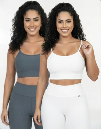 Kit-2 Top Alcinha Fina Academia Fitness C/ Bojo Suplex Power