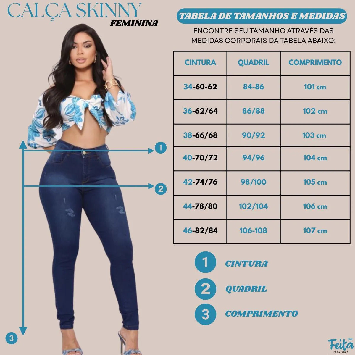 Calça Preta Jeans Feminina Com Elastano Cintura Alta Skinny