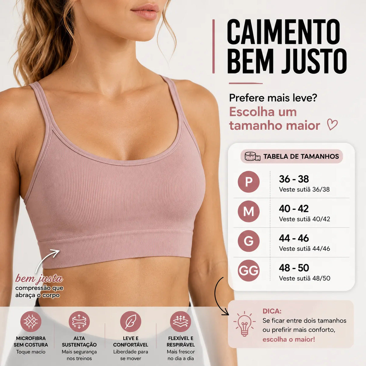 Top Lupo Loba Fitness Confortável Ótima Sustentação Academia