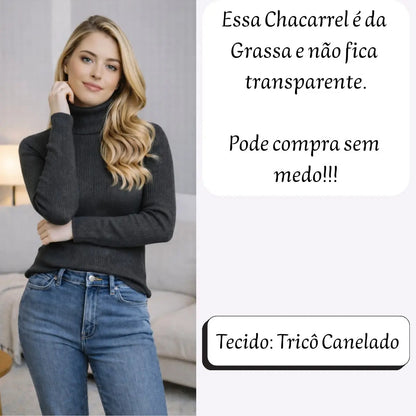 Blusa Cacharrel Feminina Tricô Lã Blusinha Gola Alta Rolê