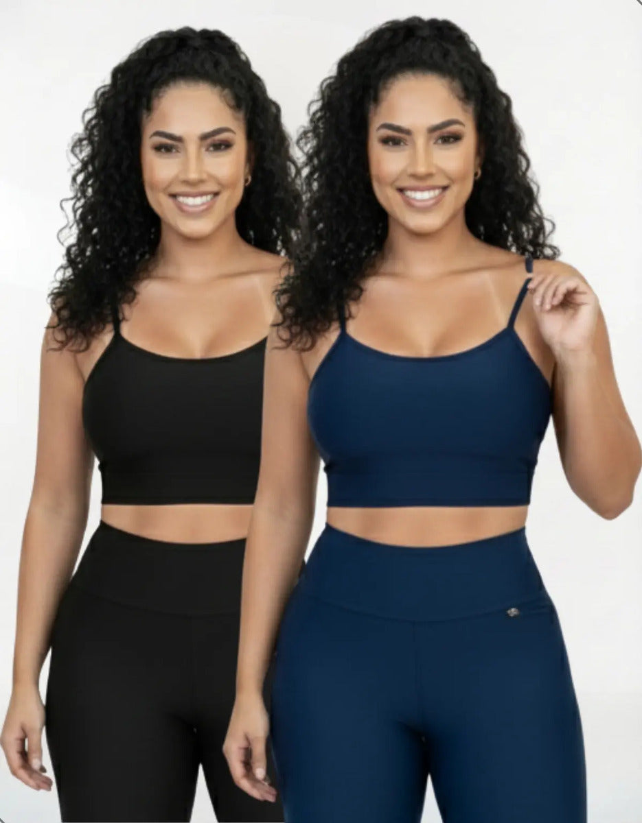 Kit-2 Top Alcinha Fina Academia Fitness C/ Bojo Suplex Power