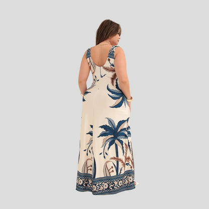 Vestido Longo Alça Plus Size Florido Estampado Soltinho