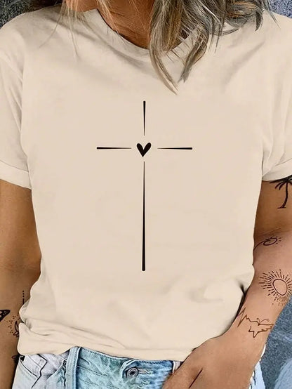 T-shirt Feminina Blusa Camiseta Católica Cruz 100% Algodão