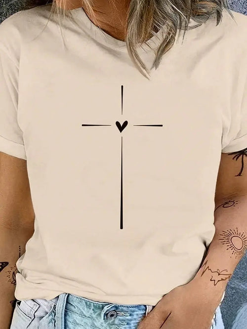 T-shirt Feminina Blusa Camiseta Católica Cruz 100% Algodão