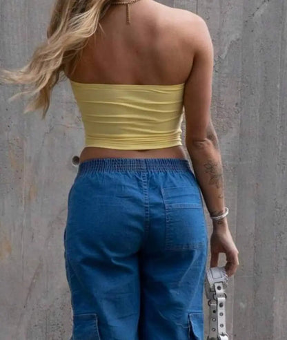 Top Tube Poliamida Forrada Tomara Que Caia Cropped Moda
