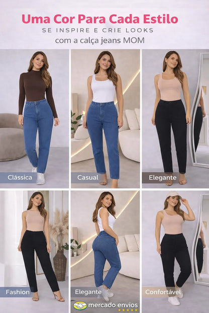 Calça Jeans Mom Stillger Feminina Cintura Alta Cor Clara