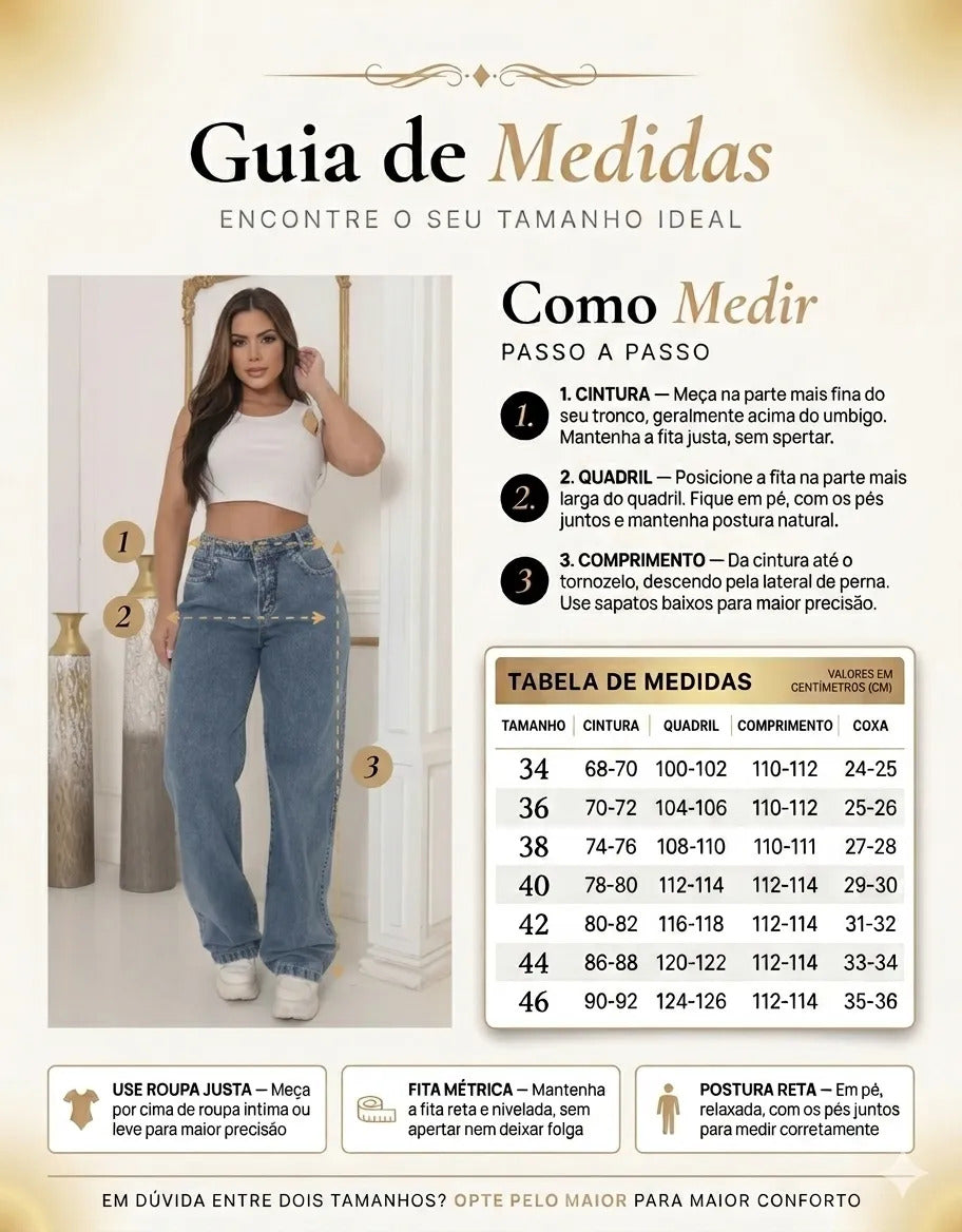 Calça Jeans Wide Leg Feminina Cintura Alta Sem Lycra Stillge