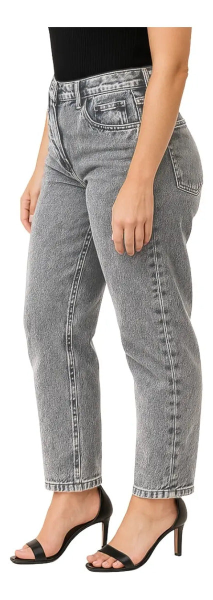 Calça Mom Jeans Feminina Cintura Alta Marmorizada