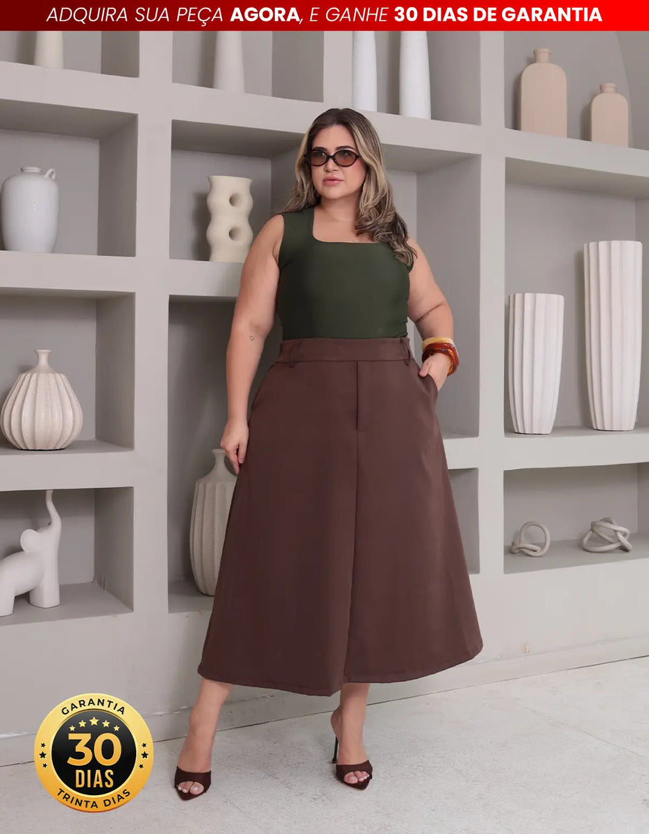 Saia Alfaiataria Feminina Plus Size Midi Evangélica Casual