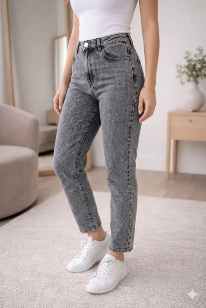 Calça Jeans Mom Stillger Feminina Cintura Alta Cor Clara