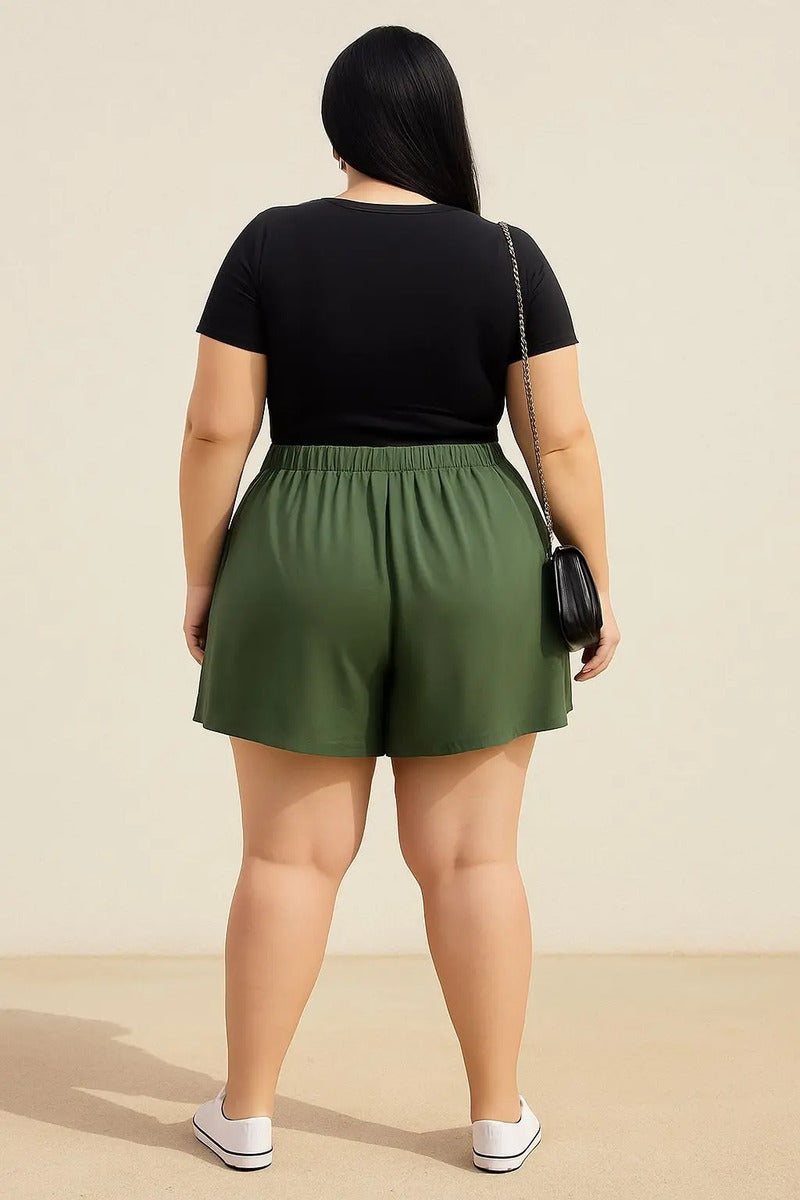 Shorts Plus Size Leve Feminino Cintura Alta