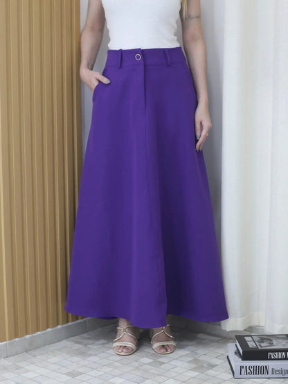 Saia Feminina Longa Design Saiaxshort Botao Cinto - Ma 7106