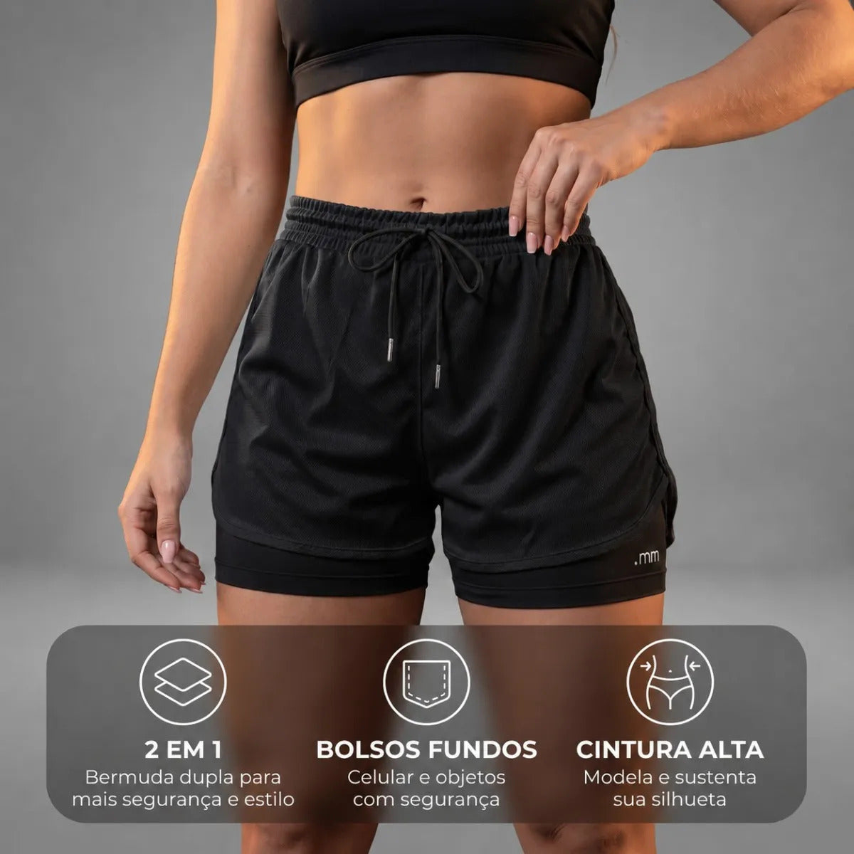 Kit 2 Short Duplo Compressão Fitness Bermuda Treino Feminino