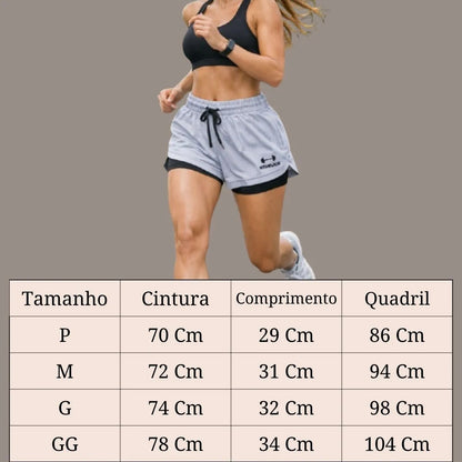 Conjunto 2 Shorts Feminino Compressão Corrida Bolso Oculto