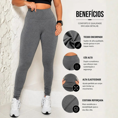 Kit 3 Calças Legging Feminina Academia Fitness Cintura Alta