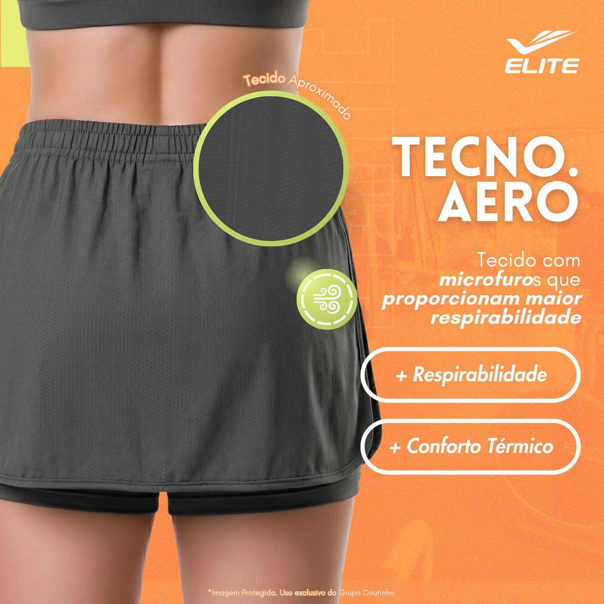 Short Feminino Academia Saia Fitness Corrida Poliamida Elite