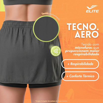 Short Feminino Academia Saia Fitness Corrida Poliamida Elite