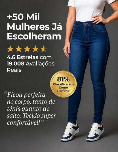 Calça Jeans Feminina Preta Skiny Cintura Alta Levanta Bumbum