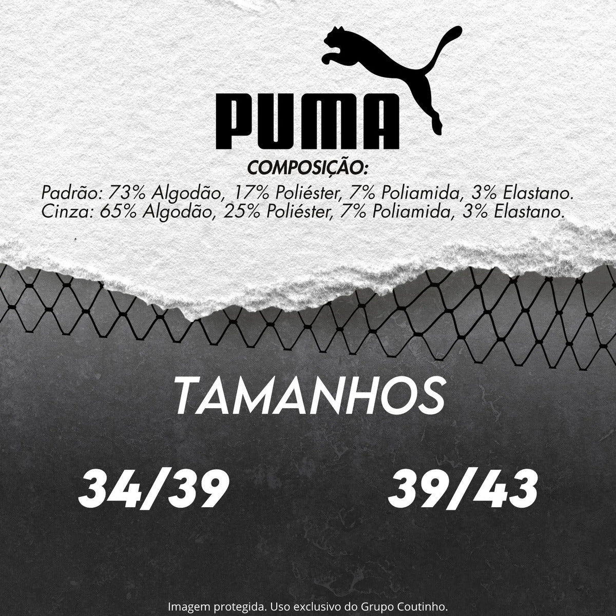 6 Pares Meias Puma Cano Médio Alto Atoalhada Academia Sport