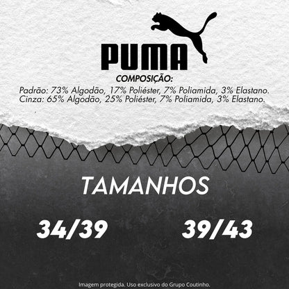 6 Pares Meias Puma Cano Médio Alto Atoalhada Academia Sport
