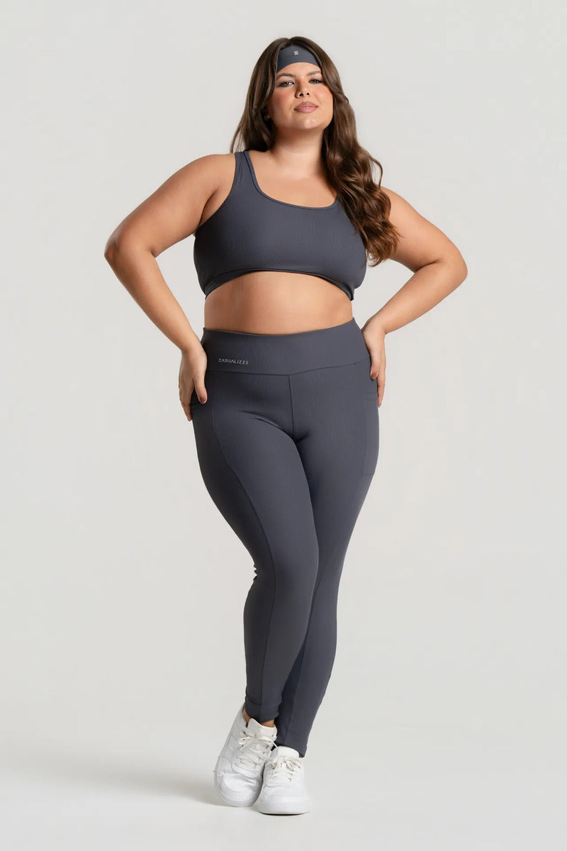 Top Feminino Academia Bolso Nadador Corrida Fitness Esporte