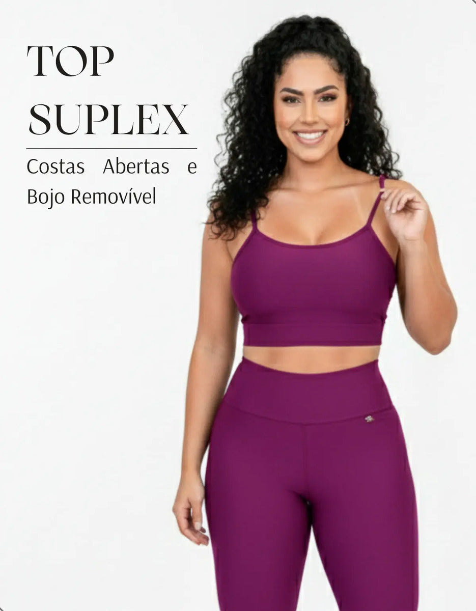Top Fitness Academia Alça Fina Costa Aberta Feminino