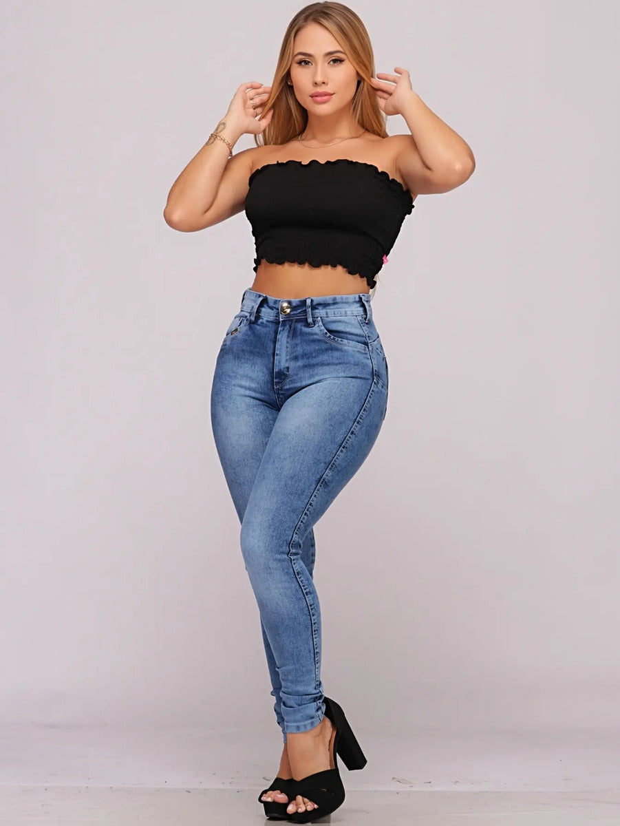 Calça Jeans Feminina Cós Alto Empina Bumbum Patria Brasil