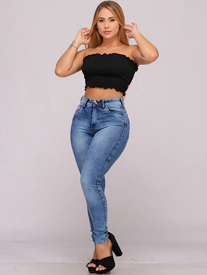 Calça Jeans Feminina Cós Alto Empina Bumbum Patria Brasil