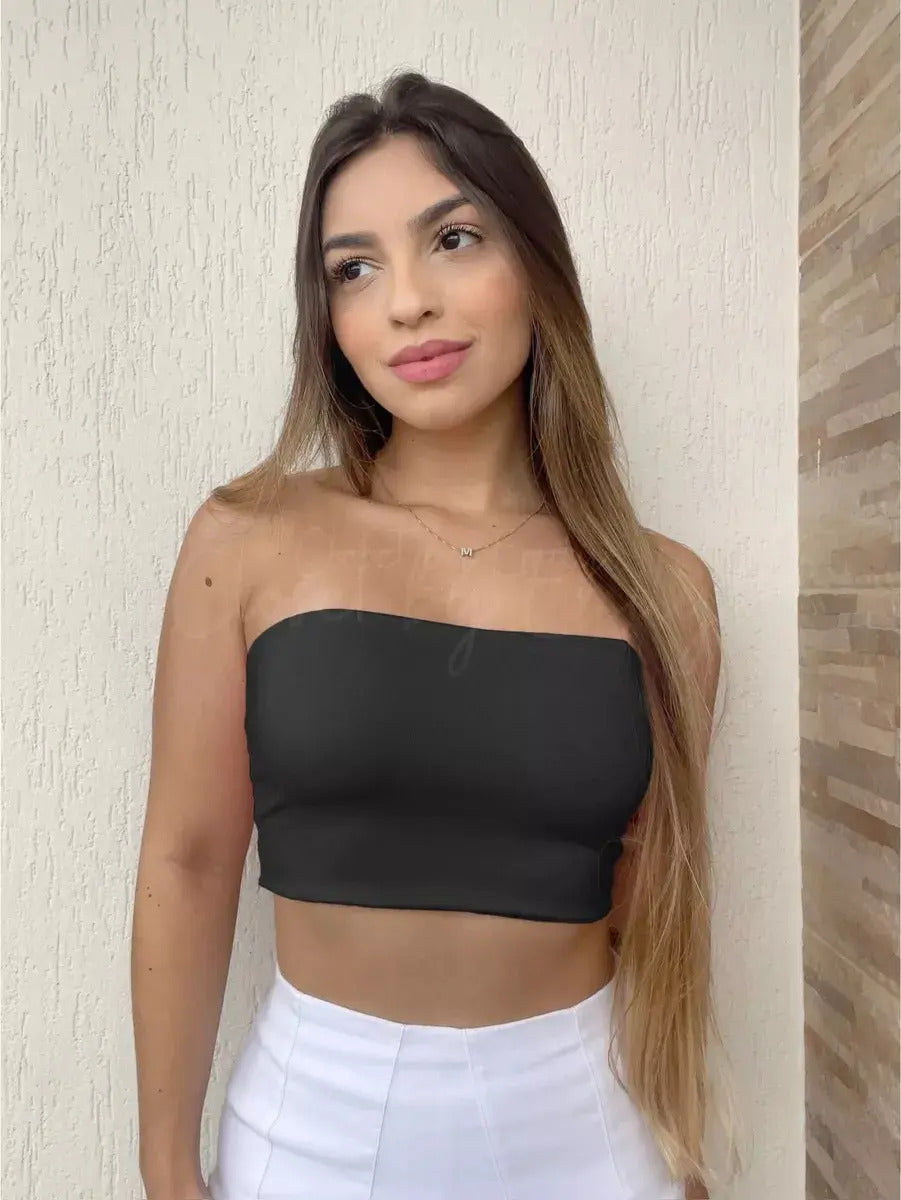 Kit 2 Cropped Top Faixa Suplex Com Forro Verão