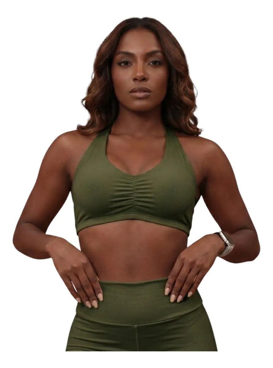 Top Halter Fitness Frente Unica Suplex Bojo Removìvel Yoga