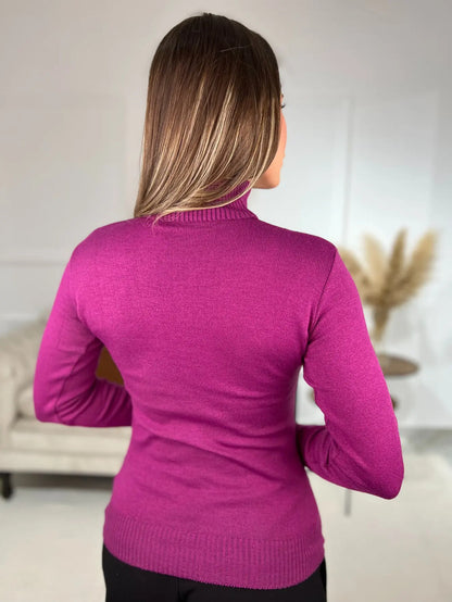 Blusa Cacharrel Feminina Lã Trico Tricot Gola Alta Atacado