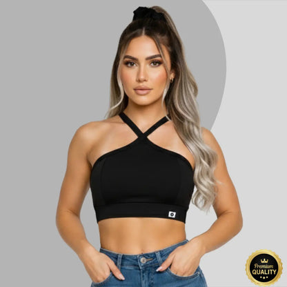 Top Cropped Feminino Alça Cruzada Zero Transparência Suplex