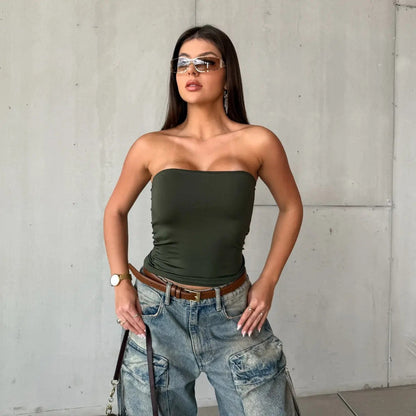 Tube Top Faixa Feminino Tubinho Forro Duplo Básico Suplex