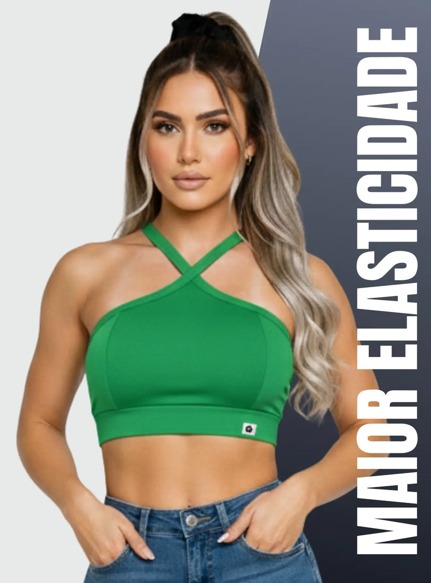 Top Cropped Feminino Alça Cruzada Zero Transparência Suplex