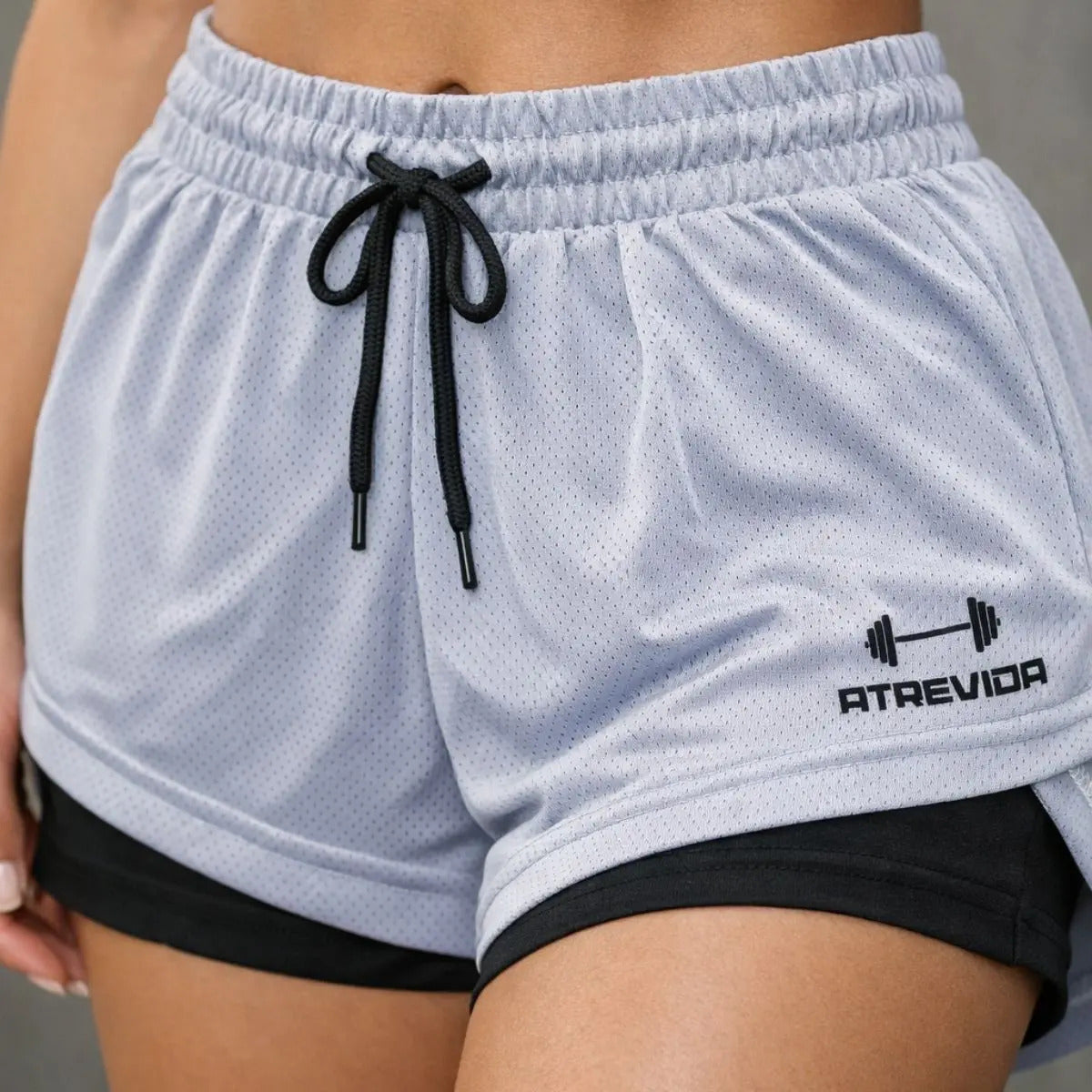 Conjunto 2 Shorts Feminino Compressão Corrida Bolso Oculto
