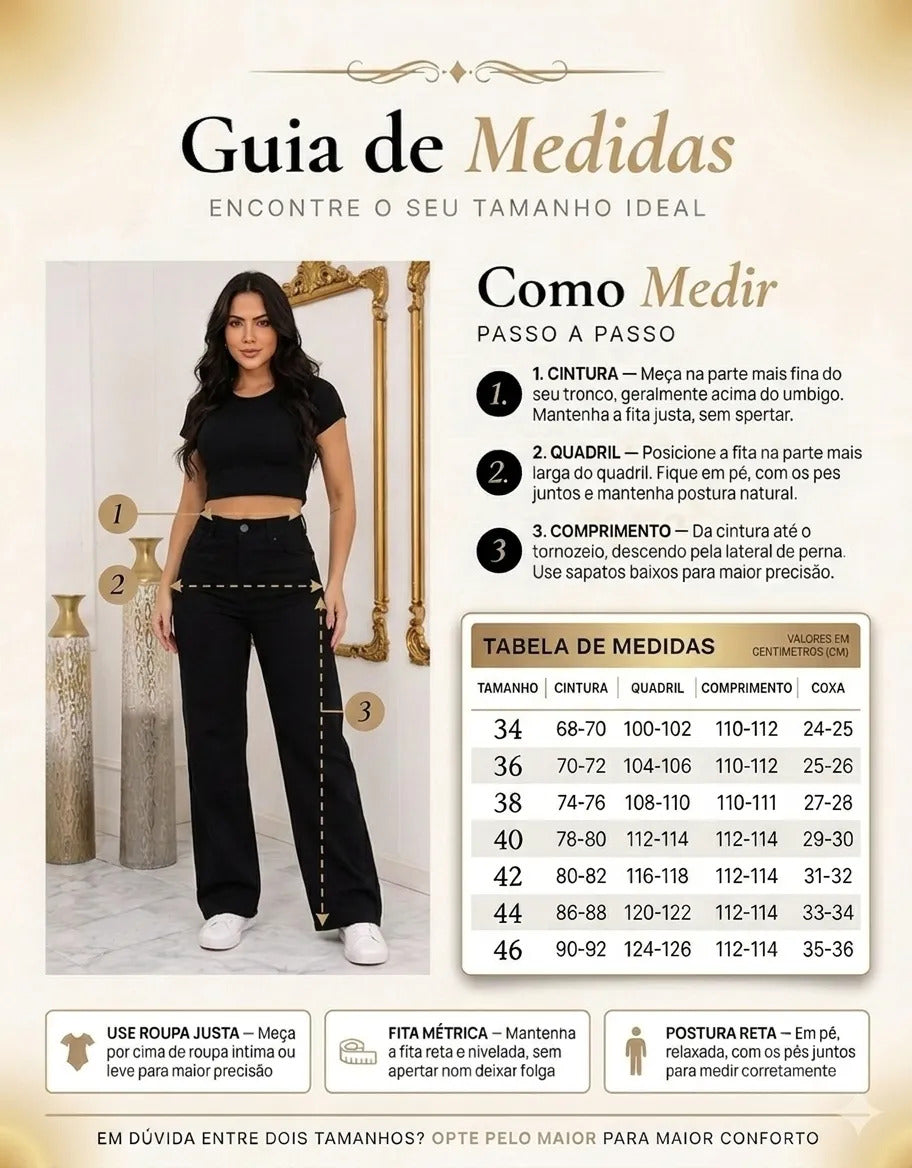 Calça Jeans Wide Leg Feminina Cintura Alta Sem Lycra Stillge